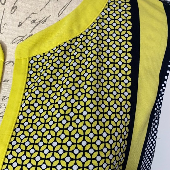 Jones New York Polka Dot Sleeveless Stretch Top Size 1X Black Yellow - Picture 3 of 5